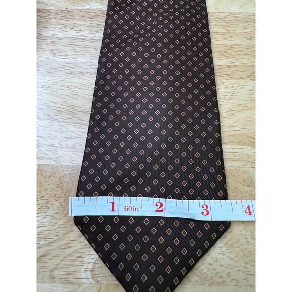 Vintage Kelly 1 Men's Neck Tie Brown Gold Geometric Squares - Picture 10 of 11